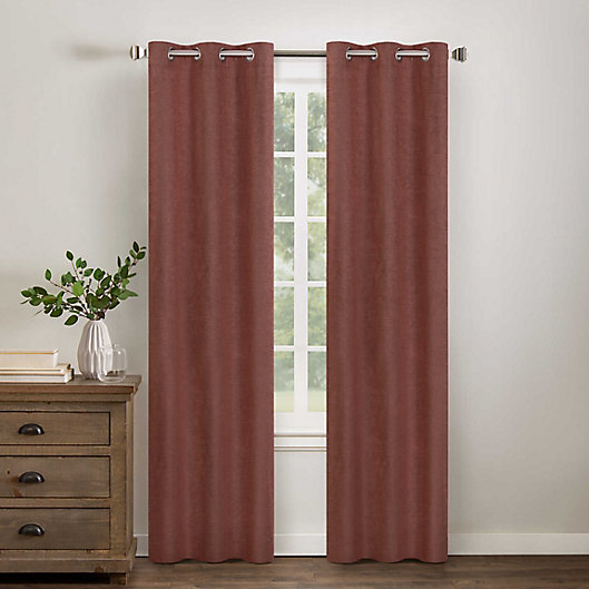 Alternate image 1 for Wamsutta® Collective Asher Chambray 108-Inch Blackout Curtain Panel in Brick (Single)