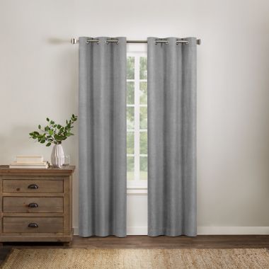 Wamsutta&reg; Collective Asher Chambray 63-Inch Blackout Curtain Panel in Grey (Single). View a larger version of this product image.