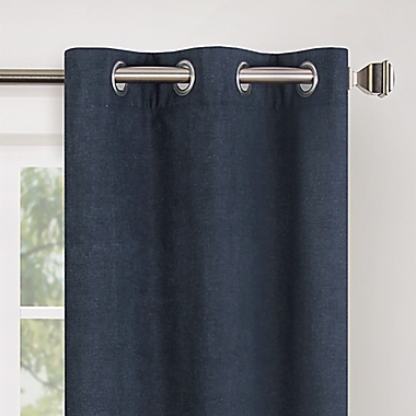 Wamsutta&reg; Collective Asher Chambray 63-Inch Blackout Curtain Panel in Navy (Single). View a larger version of this product image.