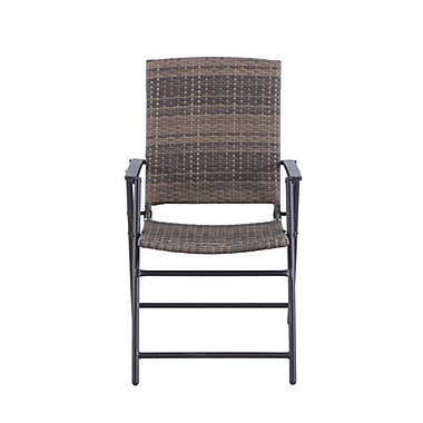 Barrington Wicker Folding Patio Chair in Natural Brown. View a larger version of this product image.