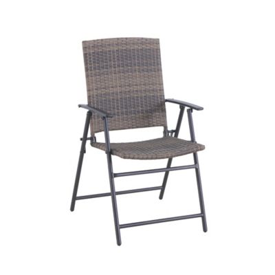 Barrington Wicker Folding Patio Chair in Natural Brown