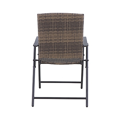 Barrington Wicker Folding Patio Chair in Natural Brown. View a larger version of this product image.