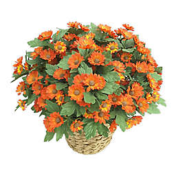 18-Inch Artificial Harvest Mums Basket in Red/Orange