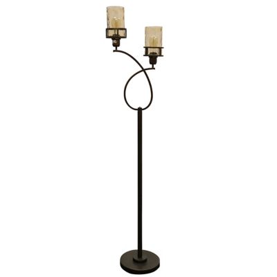 StyleCraft 2-Light Floor Lamp in Bronze with Amber Glass Shades