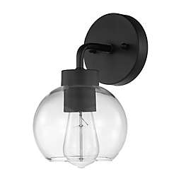 Globe Electric Bangor 1-Light Outdoor Wall-Mount in Matte Black with Glass Shade