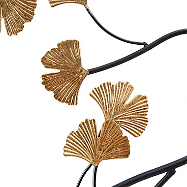 Madison Park Golden Gingko Leaves 3-Piece Metal Wall Decor in Black/Gold. View a larger version of this product image.
