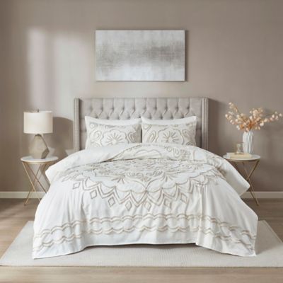 White Better Trends Ashton Collection is super soft and light weight in Medallion Design 155 Pecent Cotton Tufted Unique Luxurious Machine Washable Tumble Dry King Bedspread