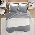 Alternate image 2 for Intelligent Design Arlow 3-Piece Color Block Sherpa Full/Queen Comforter Set in Grey/Ivory