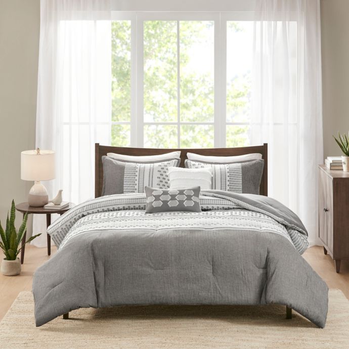 Madison Park Adair 5-Piece Comforter Set in Grey | Bed Bath and Beyond ...