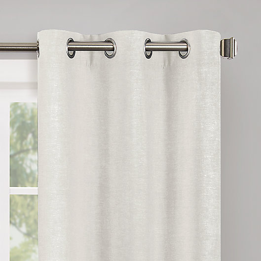 Alternate image 1 for Wamsutta® Collective Asher Chambray 108-Inch Blackout Curtain Panel in White (Single)