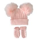 Alternate image 0 for NYGB&reg; Infant 2-Piece Double Pom Hat and Mitten Set in Pink