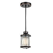 Globe Electric Bayfield Plug-In/Hardwire Ceiling Pendant with Glass Shade in Dark Bronze