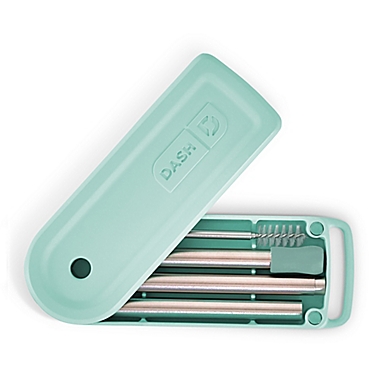Dash&reg; Collapsible Magnetic Super Straw with Case in Aqua. View a larger version of this product image.