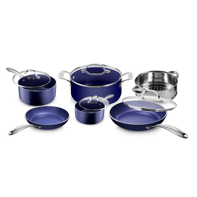 Granitestone Diamond Nonstick Aluminum 10Piece Cookware Set in Blue