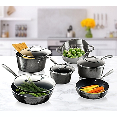 Granitestone Diamond Nonstick Hammered 10-Piece Cookware Set in Pewter. View a larger version of this product image.