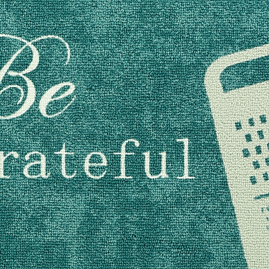 &quot;Be Grateful&quot; 20&quot; x 34&quot; Accent Rug in Blue. View a larger version of this product image.