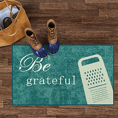 "Be Grateful" 20" x 34" Accent Rug in Blue. View a larger version of this product image.