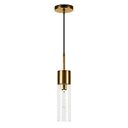 Lance Downrod Mount Ceiling Pendant in Gold with Glass Shade