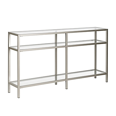Hudson&amp;Canal&reg; Sivil Console Table in Satin Nickel finish. View a larger version of this product image.