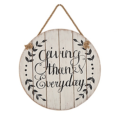 Glitzhome &quot;Giving Thanks Everyday&quot; Wall Sign in White. View a larger version of this product image.