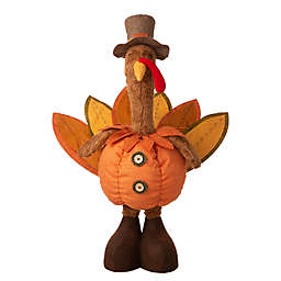 Glitzhome® Fabric Standing Turkey Decoration in Orange