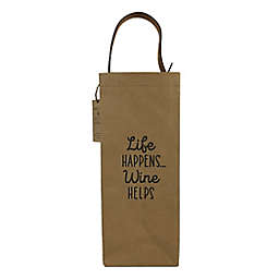 2-Piece Wine Bag and Bottle Opener Set in Brown