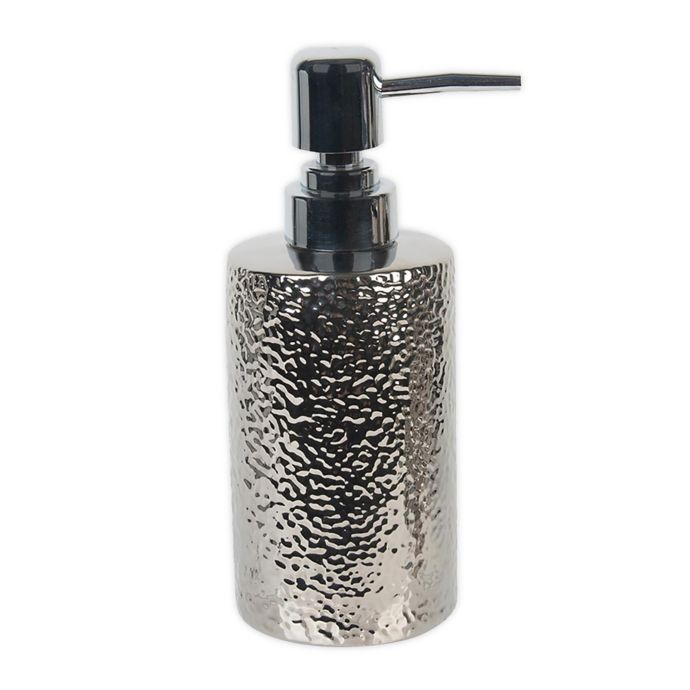 Elle Décor Hammered Metallic Lotion Pump Dispenser in Silver | Bed Bath ...