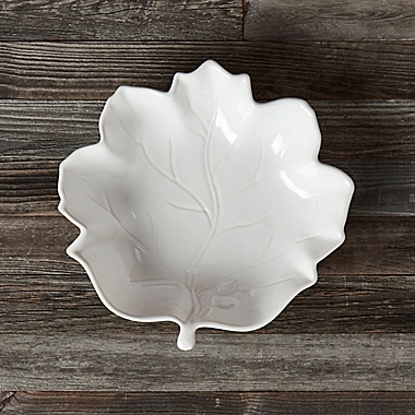 Modern Farmhouse Harvest Leaf Serving Bowl in White<br />. View a larger version of this product image.