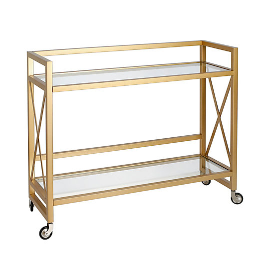 Alternate image 1 for Holly Steel and Glass Rolling Bar Cart
