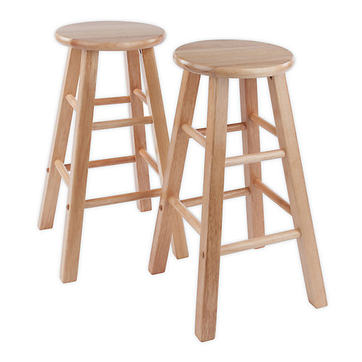 Set of 2 Natural 2 Winsome Wood 29-Inch Square Leg Bar Stool 