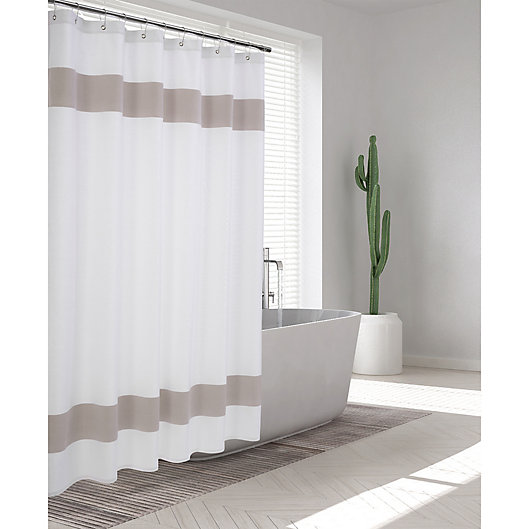 72 Inch Unique Striped Shower Curtain, Blue Beige White Shower Curtain
