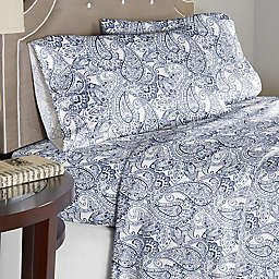 Pointehaven Boho Paisley 200-Thread-Count Queen Sheet Set in Blue