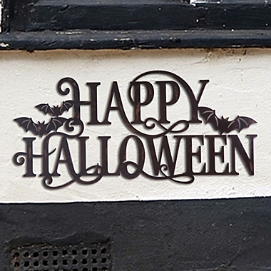 Glitzhome 24-Inch Metal Happy Halloween Wall Sign. View a larger version of this product image.