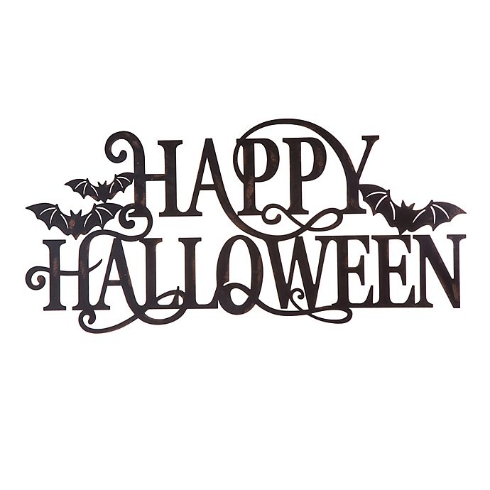 Glitzhome 24-Inch Metal Happy Halloween Wall Sign | Bed Bath &amp; Beyond