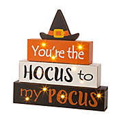 Glitzhome Halloween Lighted Witch Word Block Table D&eacute;cor