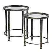 Nesting Round Side Tables in Blackened Silver Grey (Set of 2)