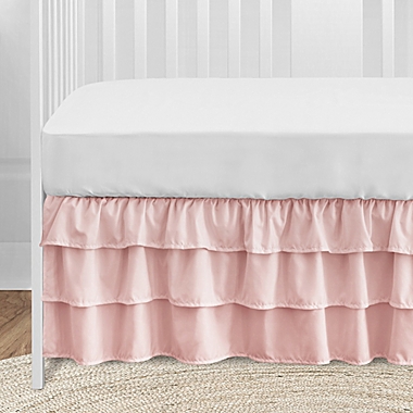 Toddler Bed Skirt Dust Ruffle for Sweet Jojo Pink Grey Gold Unicorn Bedding Sets 