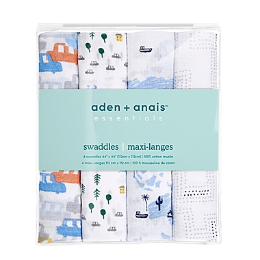 aden + anais essentials&reg; 4-Pack World Swaddle Blankets in Blue. View a larger version of this product image.