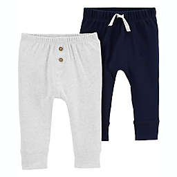 carter's® Preemie 2-Pack Cuffed Pull-On Pants in Navy/Grey