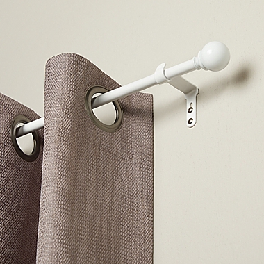 Umbra&reg; Cafe Ball 28 to 48-Inch Adjustable Curtain Rod in White. View a larger version of this product image.
