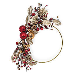 Boston International 15-Inch Metallic Leaf and Berry Wreath in Gold and Red