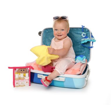 Little Twig Travel Basics &amp; Bee Mit Set in Berry Pomegranate. View a larger version of this product image.