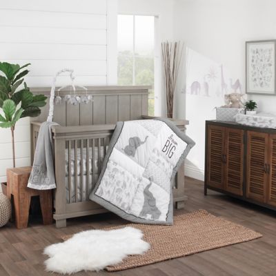 NoJo Elephant Tribe 4-Piece Nursery Crib Bedding Set in Grey