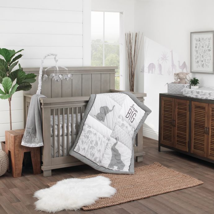 Nojo Elephant Tribe 4 Piece Nursery Crib Bedding Set In Grey Bed Bath Beyond