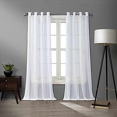 O&O by Olivia & Oliver&trade; Walker 84-Inch Sheer Curtain Panel in White/Silver (Single). View a larger version of this product image.