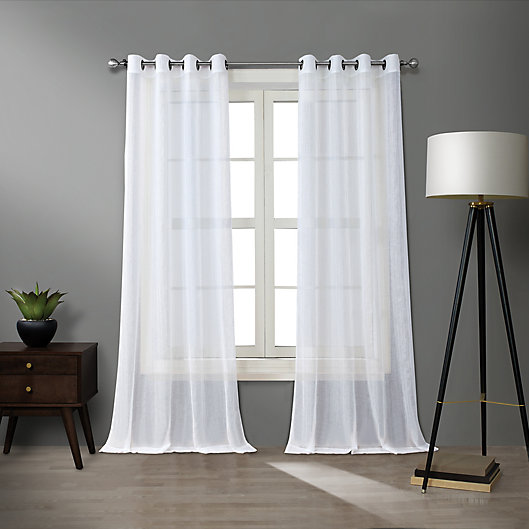 Alternate image 1 for O&O by Olivia & Oliver™ Walker 84-Inch Sheer Curtain Panel in White/Silver (Single)