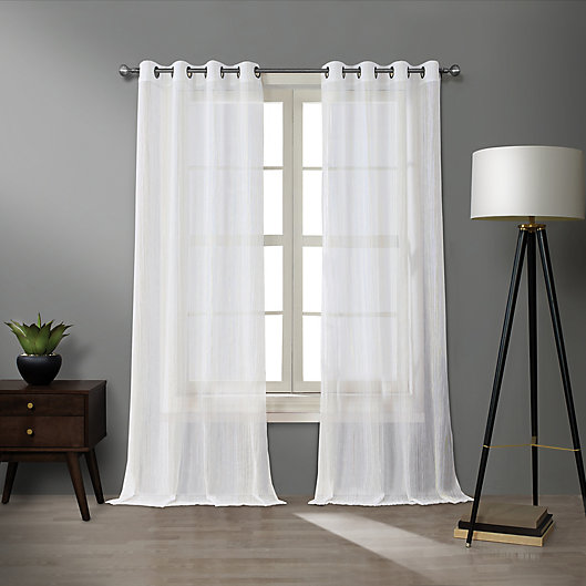 Alternate image 1 for O&O by Olivia & Oliver™ Walker 84-Inch Sheer Curtain Panel in Ivory/Gold (Single)
