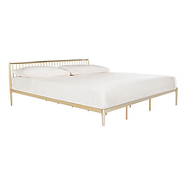 Safavieh Eliza Metal Bed Frame In, Antique Brass Queen Platform Bed