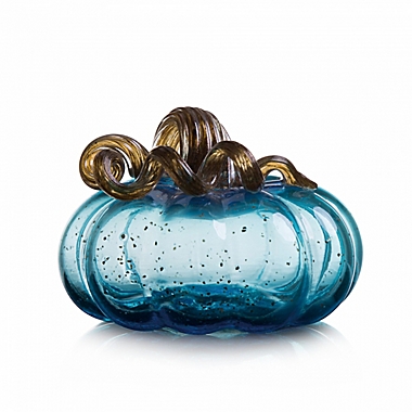 Glitzhome&reg; 6.69-Inch Handmade Glass Pumpkin Decoration in Blue. View a larger version of this product image.