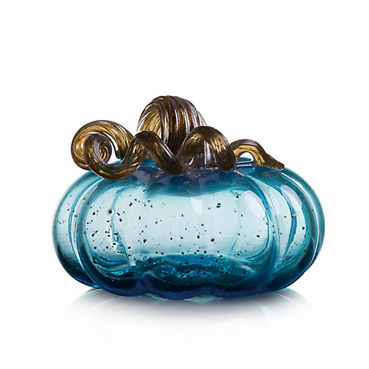 Alternate image 1 for Glitzhome® 6.69-Inch Handmade Glass Pumpkin Decoration in Blue
